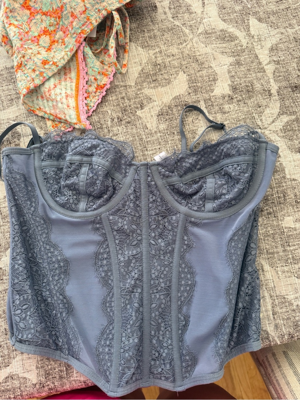 Urban Outfitters Gray Lace Underwire Corset Top